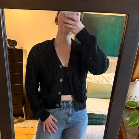 Vero Moda Black Cable Knit Cardigan - Picture 1 of 4